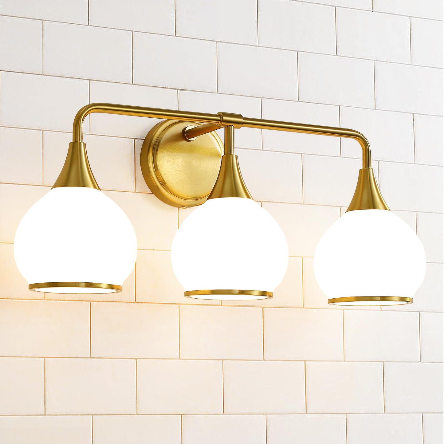 Stylish Gold Vanity Light - 3-Light Globe Fixture