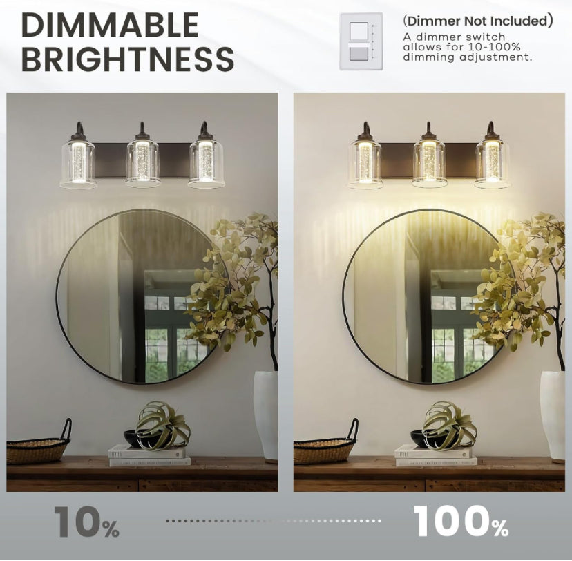 3-Light Seeded Glass Vanity Light