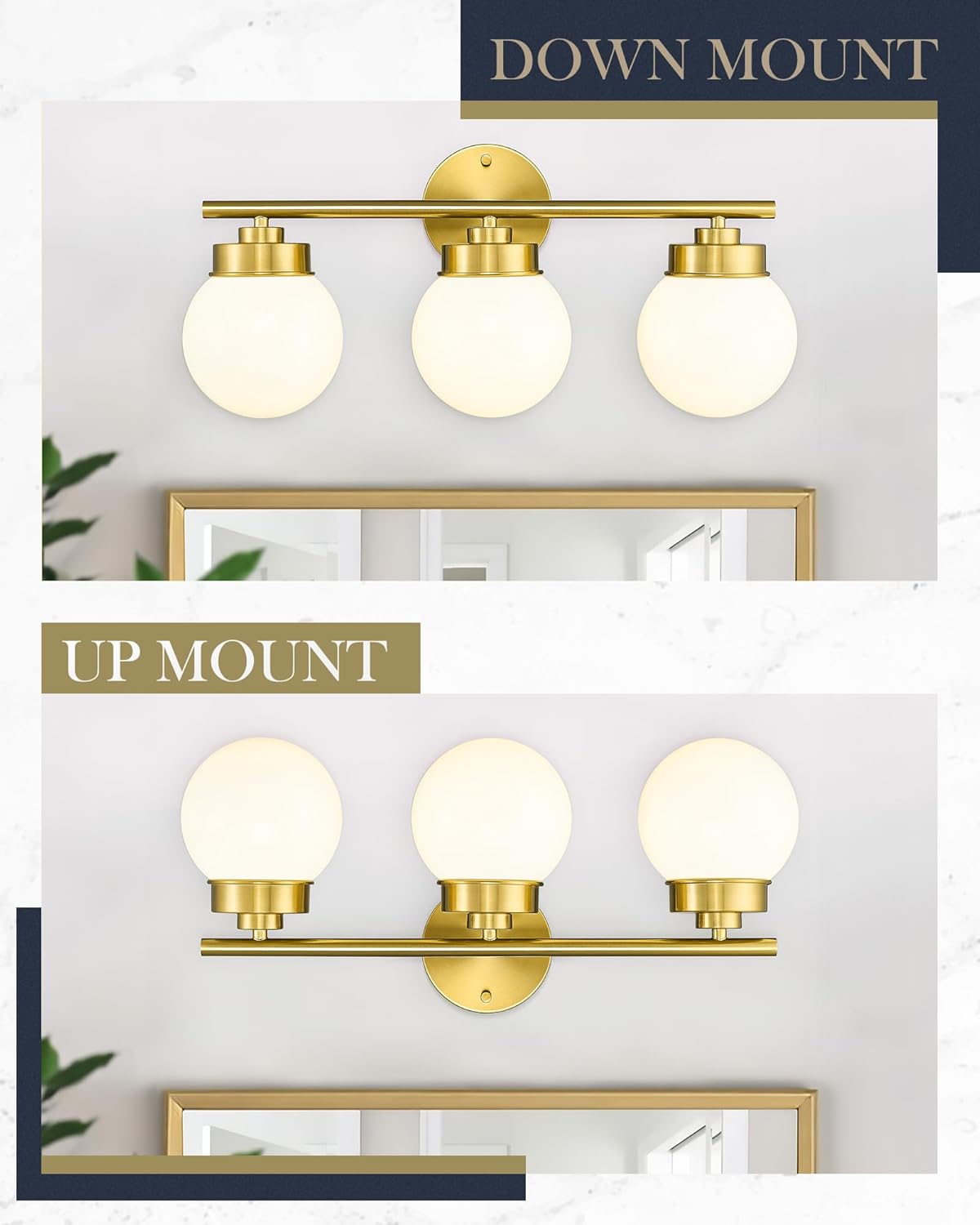 3-Light Vanity Fixture - Brushed Gold Finish
