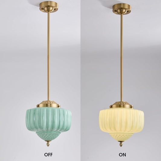 Vintage Style Mint Green Pendant Light - Adjustable Height