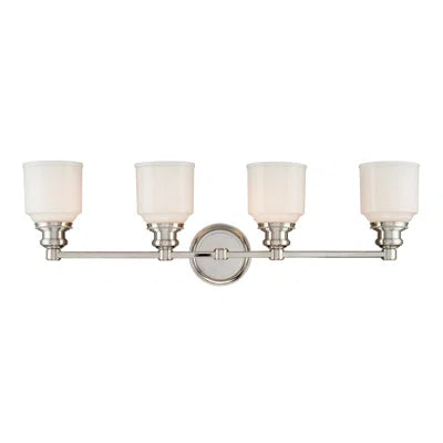 Windham 4-Light Vanity Light – Brushed Nickel Finish w/ Frosted Glass Shades