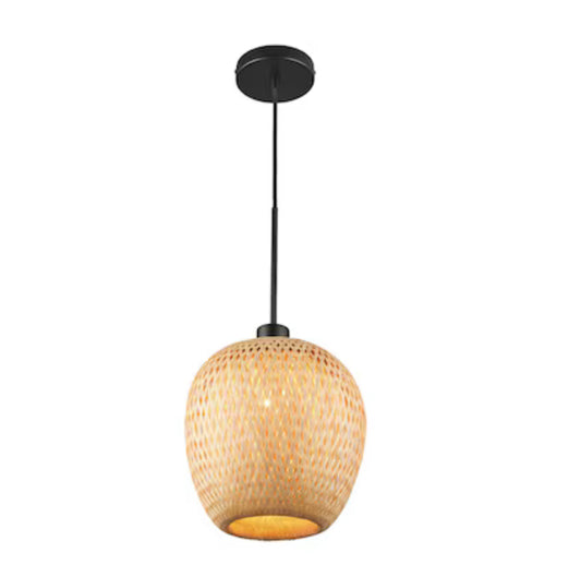 Modern Rattan Style Pendant Light - Woven Shade