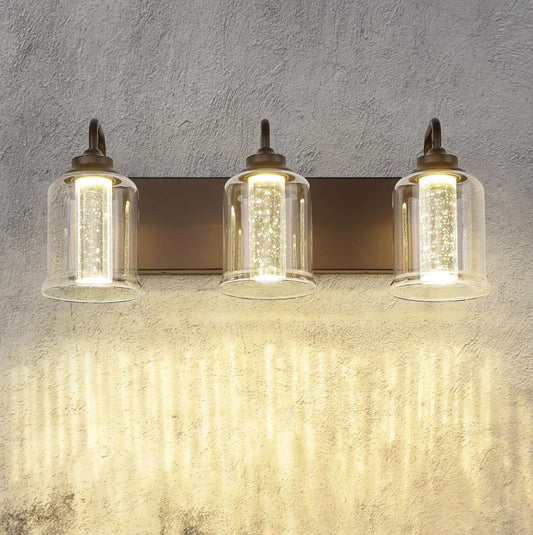 3-Light Seeded Glass Vanity Light